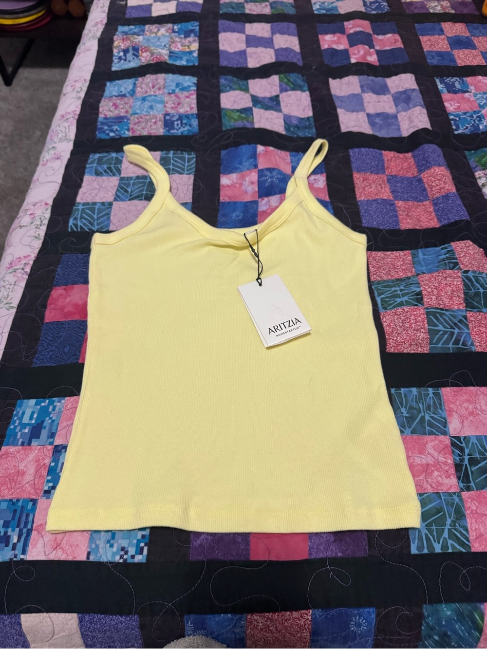 Aritzia Light Yellow Homestretch Ribbed Spaghetti  Strap Cami